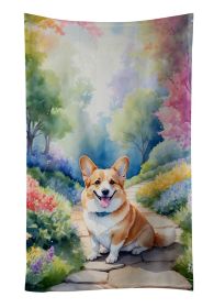 Corgi Spring Path Kitchen Towel Dish Cloths Guest Hand Towel Decorative Bathroom Towel for Face,Tea, Dishcloth, Kitchen and Bath