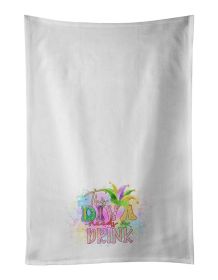 This Diva needs a Drink Mardi Gras Kitchen Towel Set of 2 White Dish Towels Decorative Bathroom Hand towel for Hand, Face, Hair, Yoga, Tea, Dishc