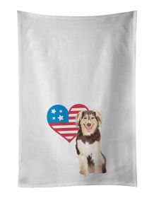 Australian Shepherd Red Tricolor #3 Patriotic Kitchen Towel Set of 2 White Dish Towels Decorative Bathroom Hand towel for Hand, Face, Hair, Yoga,