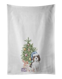 Cavalier Spaniel Tricolor Puppy Christmas Presents and Tree Kitchen Towel Set of 2 White Dish Towels Decorative Bathroom Hand towel for Hand, Fac
