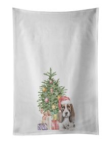 Basset Hound Puppy #2 Christmas Presents and Tree Kitchen Towel Set of 2 White Dish Towels Decorative Bathroom Hand towel for Hand, Face, Hair, Y