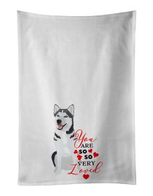 NEW Siberian Husky Silver and White #1 so Loved Kitchen Towel Set of 2 White Dish Towels Decorative Bathroom Hand towel for Hand, Face, Hair, Yog