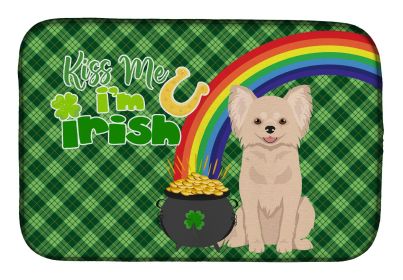 NEW Longhaired Cream Chihuahua St. Patrick's Day Dish Drying Mat Absorbent Dish Drying Mat Pad for Kitchen Counter Dish Drainer Mat for Counterto