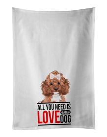 NEW Poodle Toy Red Kitchen Towel Set of 2 White Dish Towels Decorative Bathroom Hand towel for Hand, Face, Hair, Yoga, Tea, Dishcloth, 19 X 28",