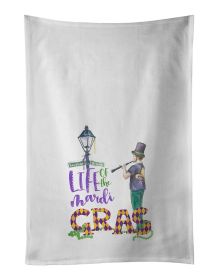 NEW Life of the Mardi Gras Kitchen Towel Set of 2 White Dish Towels Decorative Bathroom Hand towel for Hand, Face, Hair, Yoga, Tea, Dishcloth