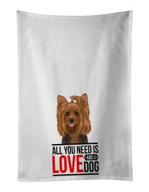 NEW Yorkie Black and Gold #1 Kitchen Towel Set of 2 White Dish Towels Decorative Bathroom Hand towel for Hand, Face, Hair, Yoga, Tea, Dishcloth