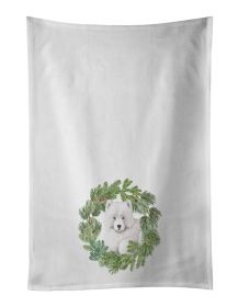 NEW Samoyed Puppy Christmas Wreath Kitchen Towel Set of 2 White Dish Towels Decorative Bathroom Hand towel for Hand, Face, Hair, Yoga, Tea, Dishc