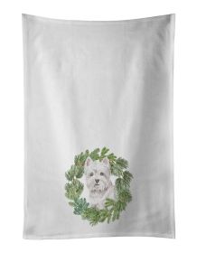 NEW West Highland White Terrier Sitting Pretty Christmas Wreath Kitchen Towel Set of 2 White Dish Towels Decorative Bathroom Hand towel for Hand,