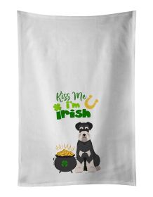 NEW Black and Silver Natural Ears Schnauzer St. Patrick's Day Kitchen Towel Set of 2 White Dish Towels Decorative Bathroom Hand towel for Hand, F