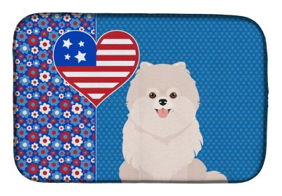 White Pomeranian USA American Dish Drying Mat Absorbent Dish Drying Mat Pad for Kitchen Counter Dish Drainer Mat for Countertop, 14 x 21", Multic