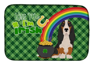 NEW Black Tricolor Basset Hound St. Patrick's Day Dish Drying Mat Absorbent Dish Drying Mat Pad for Kitchen Counter Dish Drainer Mat for Countert