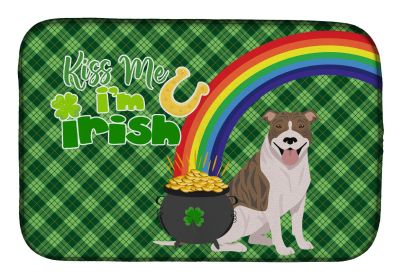 NEW Fawn Brindle Pit Bull Terrier St. Patrick's Day Dish Drying Mat Absorbent Dish Drying Mat Pad for Kitchen Counter Dish Drainer Mat for Counte