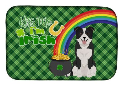 NEW Black and White Border Collie St. Patrick's Day Dish Drying Mat Absorbent Dish Drying Mat Pad for Kitchen Counter Dish Drainer Mat for Counte
