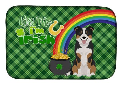 NEW Tricolor Border Collie St. Patrick's Day Dish Drying Mat Absorbent Dish Drying Mat Pad for Kitchen Counter Dish Drainer Mat for Countertop