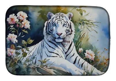 White Tiger Dish Drying Mat Absorbent Dish Drying Mat Pad for Kitchen Counter Dish Drainer Mat for Countertop, 14 x 21", Multicolor