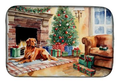 Nova Scotia Duck Tolling Retriever Cozy Christmas Dish Drying Mat Absorbent Dish Drying Mat Pad for Kitchen Counter Dish Drainer Mat for Countert