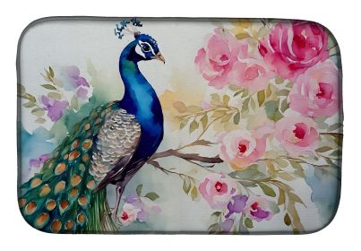 Peacock Dish Drying Mat Absorbent Dish Drying Mat Pad for Kitchen Counter Dish Drainer Mat for Countertop, 14 x 21", Multicolor