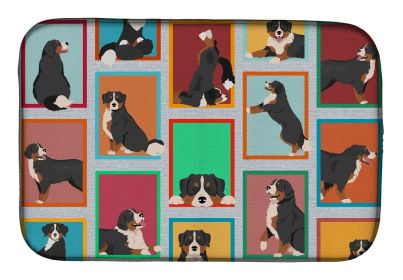 Lots of Bernese Mountain Dog Dish Drying Mat Absorbent Dish Drying Mat Pad for Kitchen Counter Dish Drainer Mat for Countertop, 14 x 21", Multico