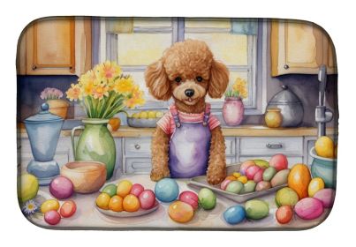 Decorating Easter Poodle Dish Drying Mat Absorbent Dish Drying Mat Pad for Kitchen Counter Dish Drainer Mat for Countertop, 14 x 21", Multicolor