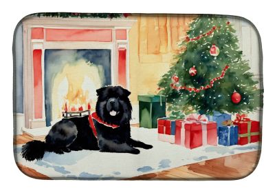 Chow Chow Cozy Christmas Dish Drying Mat Absorbent Dish Drying Mat Pad for Kitchen Counter Dish Drainer Mat for Countertop, 14 x 21", Multicolor