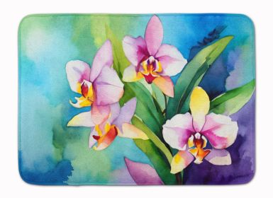 Orchids in Watercolor Memory Foam Kitchen Mat Machine Washable Anti-Fatigue Mat Cushion Comfort Bath Mat or Kitchen Rug