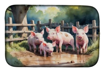 Piglets in the Mud Dish Drying Mat Absorbent Dish Drying Mat Pad for Kitchen Counter Dish Drainer Mat for Countertop, 14 x 21", Multicolor