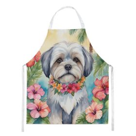 Lhasa Apso Luau Apron Cooking Kitchen Server Baking Crafts Gardening for Adult Women Men, Unisex, Large, Multicolor