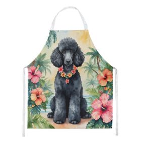 Black Poodle Luau Apron Cooking Kitchen Server Baking Crafts Gardening for Adult Women Men, Unisex, Large, Multicolor