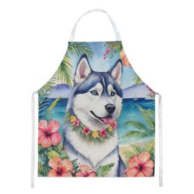 Siberian Husky Luau Apron Cooking Kitchen Server Baking Crafts Gardening for Adult Women Men, Unisex, Large, Multicolor