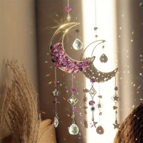 1pc Rainbow Maker Crystal Suncatcher - Enhance Your Home Decor with Aquamarine, Amethyst, and Obsidian - Perfect for Garden, Yard, Bedroom, Balco (Color: Amethyst)